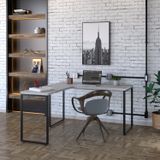 Mesa De Escritório Em L Estilo Industrial 135x150cm Kuadra Snow