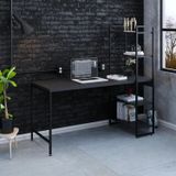 Escrivaninha com Estante 4 Prateleiras Estilo Industrial 150cm Active Yescasa Preto Onix