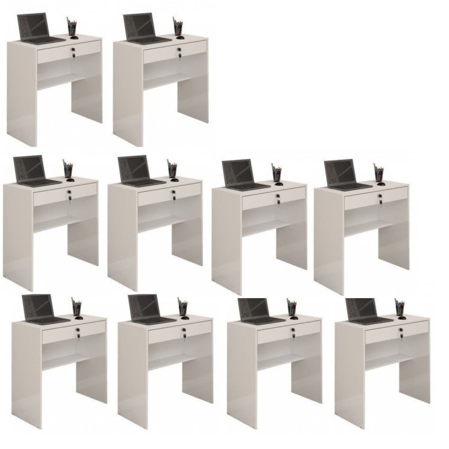 Kit 10 Escrivaninhas 72cm 1 Gaveta Com Chave Andorinha