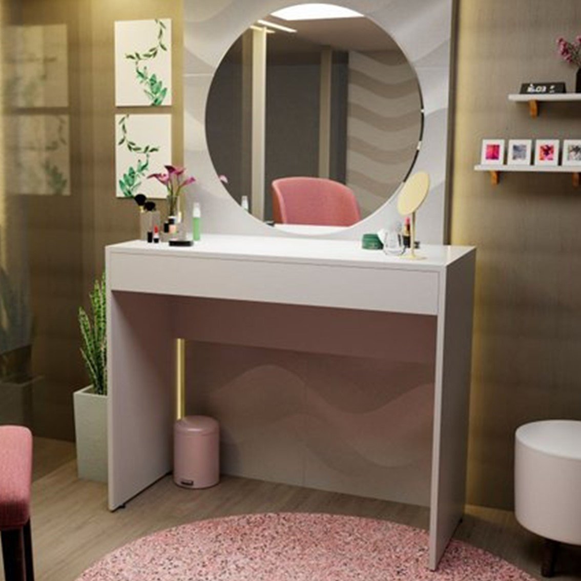 Mesa Escrivaninha Computador Notebook 90x42cm 1 Gaveta Branco