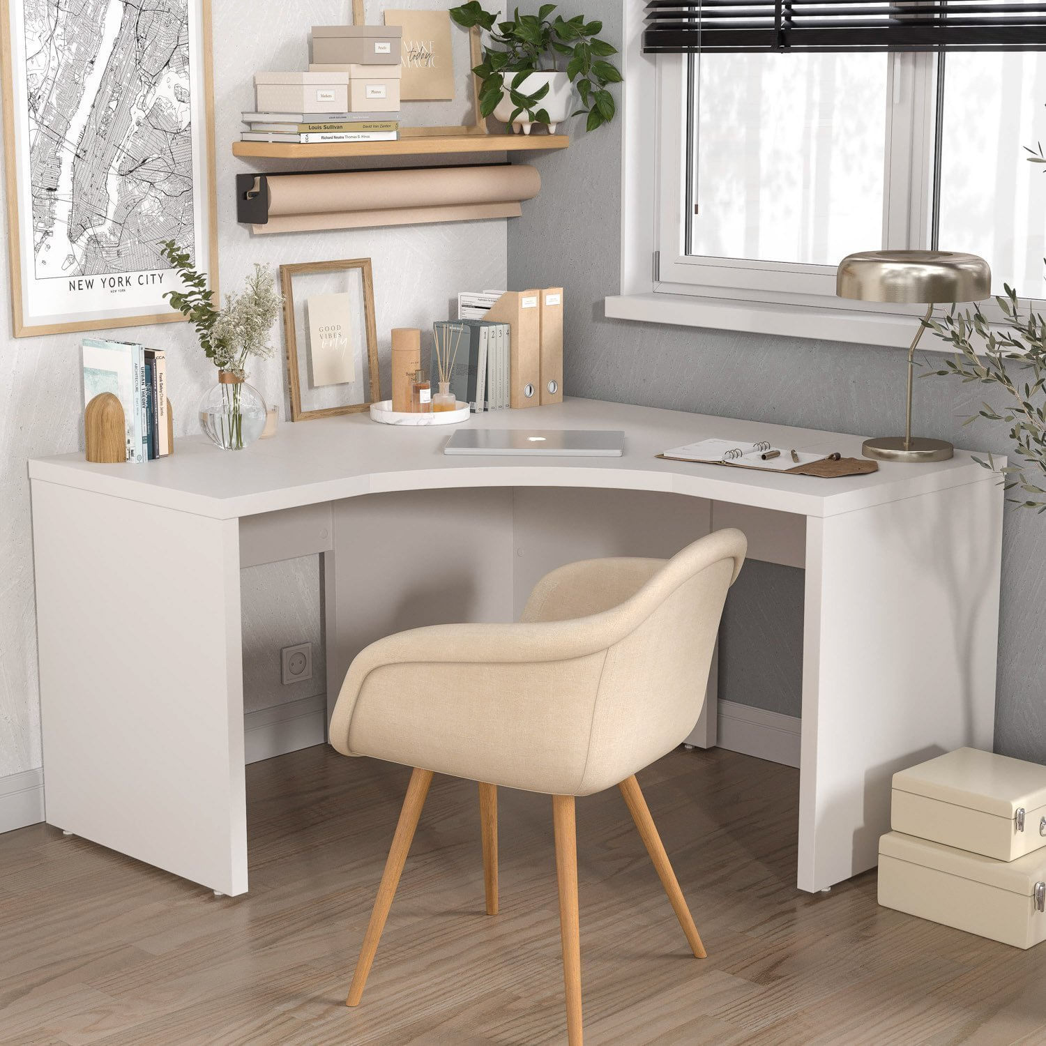 Mesa De Escritório Em L Tamburato Acabamento Em Bp 135cm Ficus Cabecasa Madeiramadeira