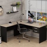 Mesa De Escritório Em L 160x150cm Com Gaveta Carvalho