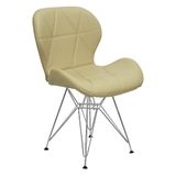 Cadeira Charles Eames Slim Eiffel Base Metal Cromado - Bege