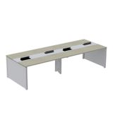 Mesa Plataforma Dupla Para 4 Lugares Para Coworking 160x120/4p Nogueira Casablanca/cinza