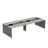 Mesa Plataforma Dupla Para 4 Lugares Para Coworking 130x120/4p Nogueira Casablanca/grafito