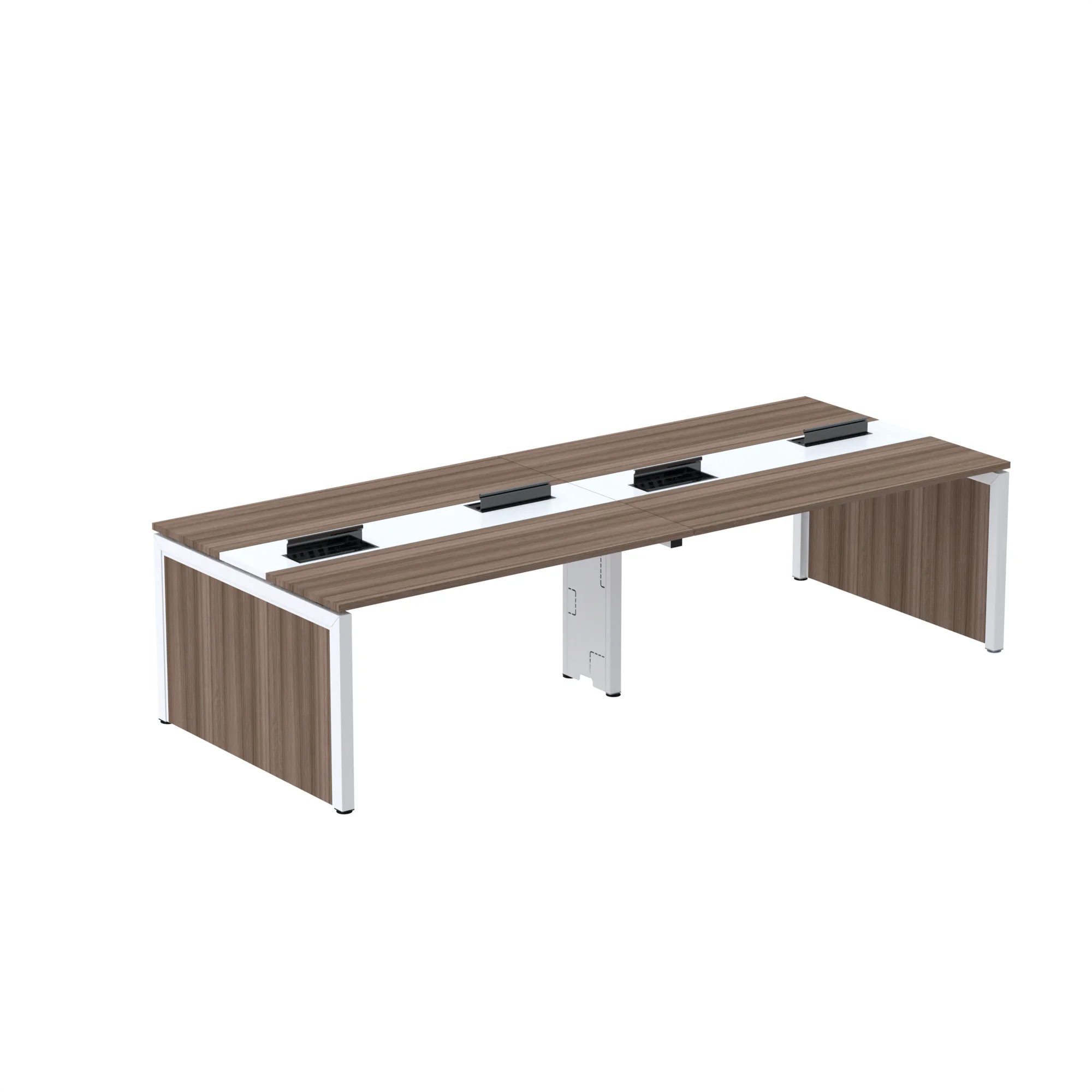 Mesa Plataforma Dupla Para 4 Lugares Para Coworking 120x120/4p Walnut/branco