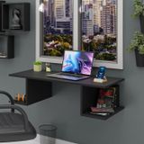 Mesa Escritório Suspensa Escrivaninha Computador 90x42cm Com Prateleiras Preto