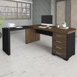 Mesa Para Escritório Em L Diretor Tamburato Com 4 Gavetas