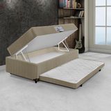 Colchão Solteiro Magnifico Pocket 3em1 Colchão Molas Ensacadas + Baú + Cama Auxiliar D28 88x60x188 - Bege