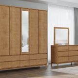 Comoda 6 Gavetas Prata Finestra 125,0cm X 45,0cm X 85,0cm Freijó