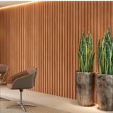 Painel Ripado Em Placa 250x134cm 3,35m² Mdf Freijó/madeirado