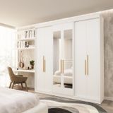Guarda Roupa Casal 6 Portas Lugano Com Espelho Mdf Branco Ártico