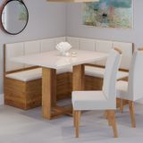 Conjunto Canto Baú Com Mesa De Jantar Retangular 120x80cm Sem Vidro E 2 Cadeiras Mel/blonde/marfim