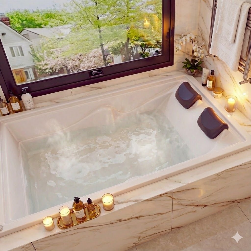 Banheira Casal De Hidromassagem Roma Elegance 190cmx140cmx50cm Em Gel Coat- 220v Mondialle Branco