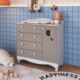 Cômoda Infantil 4 Gavetas E 1 Porta Linha Encanto Branco/cinnamon