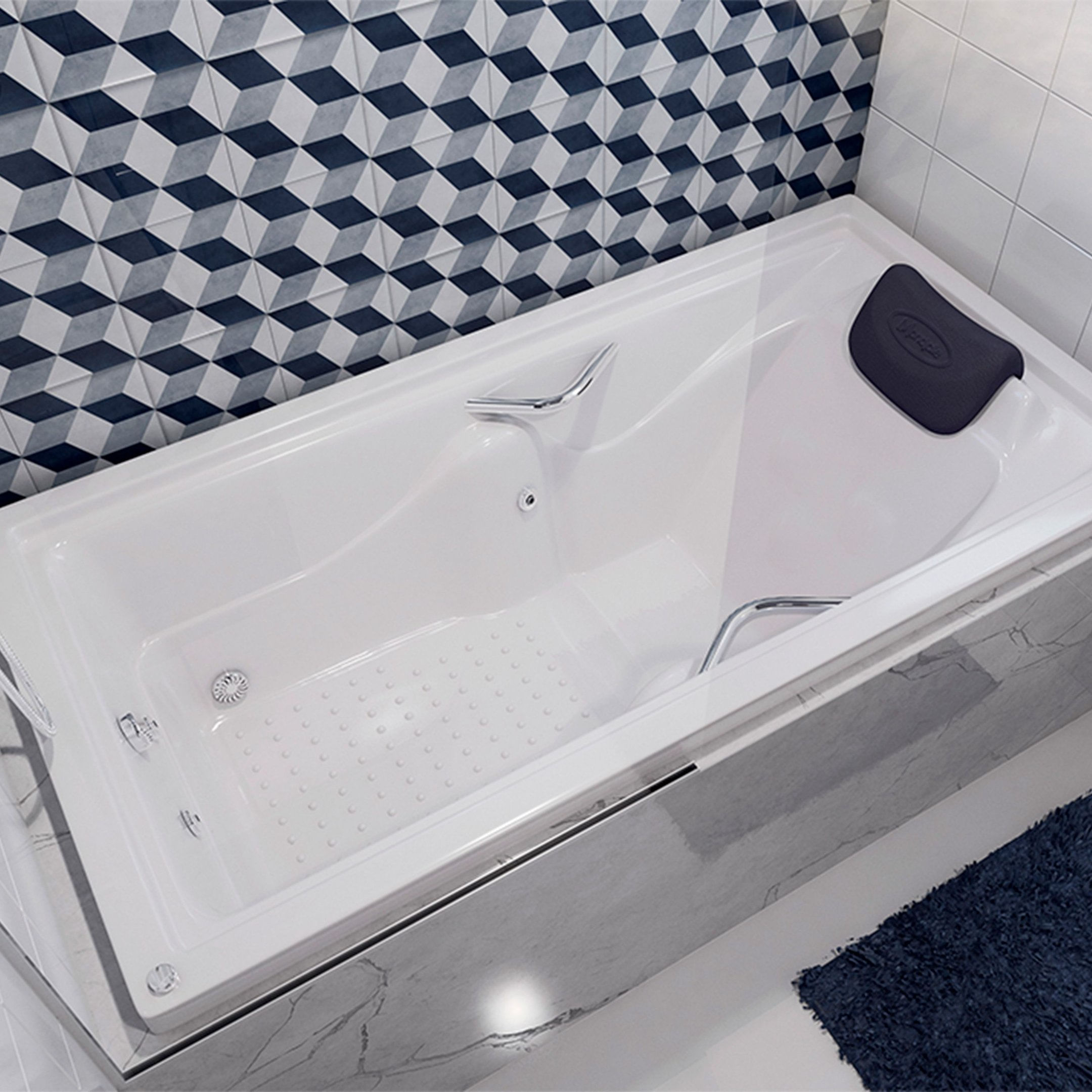 Banheira De Hidromassagem Mondialle Modelo Roma Essencial 175cmx90cmx50cm Em Acrílico Branco