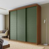Guarda-roupa Casal 3 Portas De Correr Ripadas Samambaia Cabecasa Madeiramadeira Freijó/verde