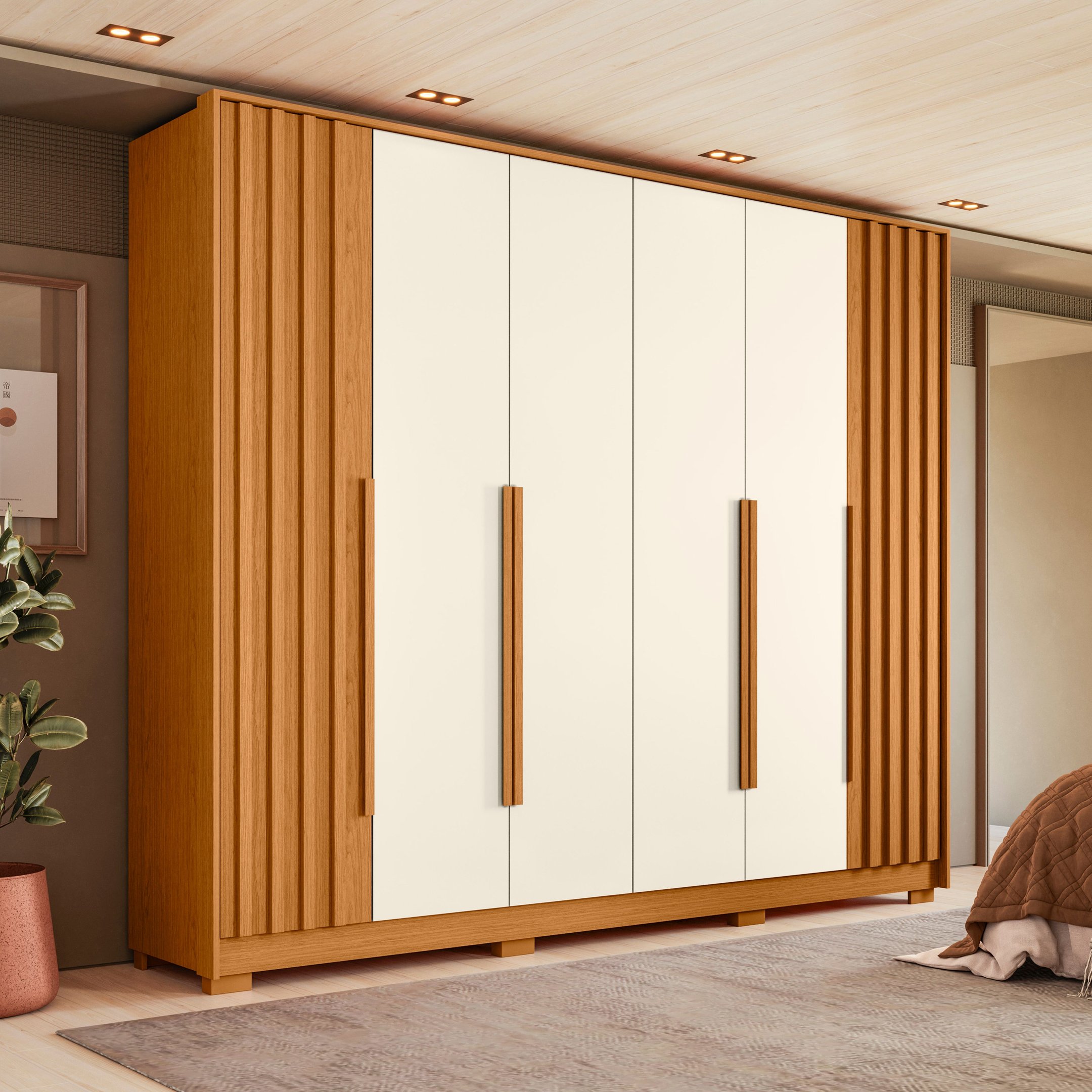 Guarda Roupa Casal 06 Portas Deville Cinamomo/off White