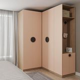 Guarda-roupa Modulado Joy 3 Peças Canto, Nicho Com 2 Gavetas E Sapateira Cabecasa Madeiramadeira Salmão