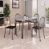 Conjunto De Mesa Tubular 100cm X 60cm Tampo Em Granito Com 4 Cadeiras Preto /prata