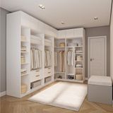 Guarda-roupa Modulado De Canto 10 Peças 9 Portas Jade Cabecasa Madeiramadeira Branco Fosco