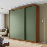 Guarda-roupa Casal 3 Portas De Correr Lisas Samambaia Cabecasa Madeiramadeira Freijó/verde