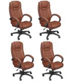 Conjunto Com 4 Cadeira De Escritório Presidente Giratória Office Nova Córdoba Marrom