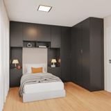Guarda-roupa Modulado De Canto 10 Portas 6 Peças Hera Cabecasa Madeiramadeira Preto