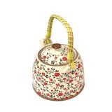 Chaleira Bule De Porcelana Oriental Para Chá - Vermelho Floral Vermelho