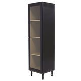 Cristaleira 1 Porta Vidro Pés Madeira 151x40 Cm E963 Preto Dtall