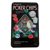 Jogo Poker Chips Profissional 100 Fichas E Dealer