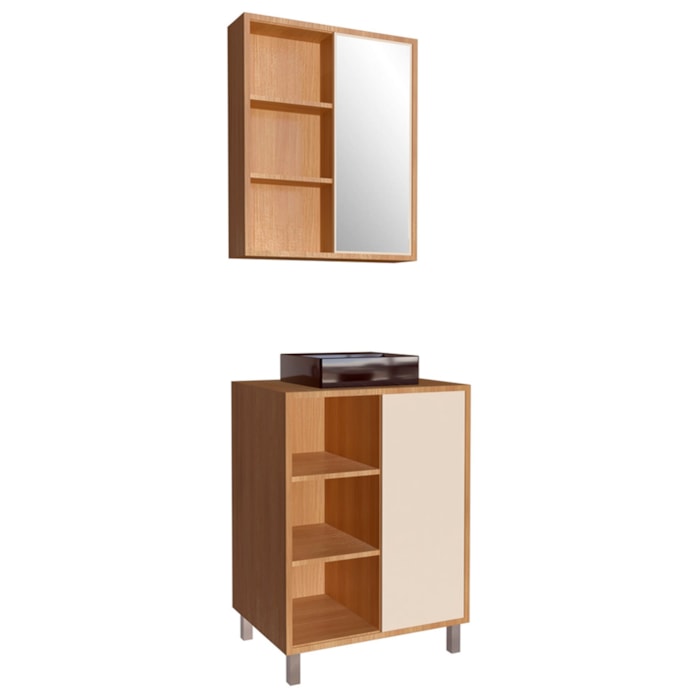 Gabinete 60 Cm Espelheira E Cuba Preta Cj7250 Mell Arenas Faem