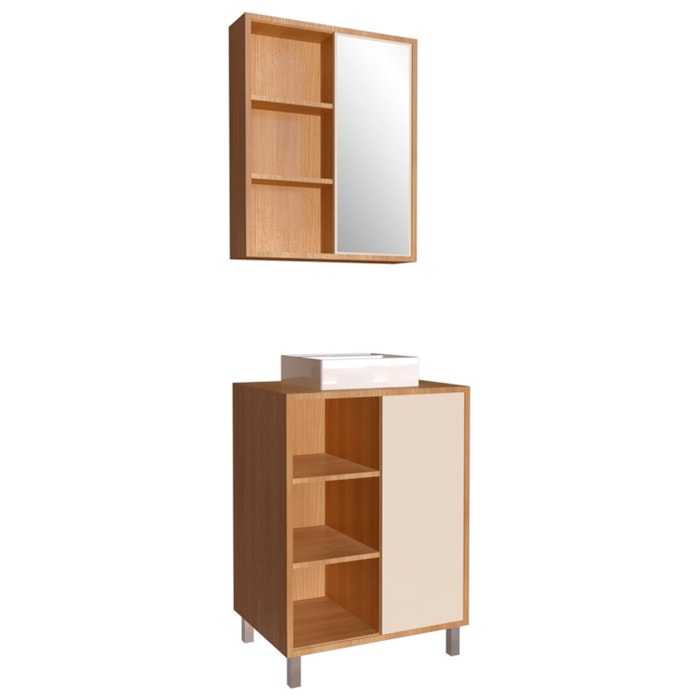 Gabinete 60 Cm Espelheira E Cuba Branca Cj7250 Mell Arenas Faem