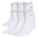 Meias Femininas Adidas Athletic Cushioned Quarter, 6 Pares, Brancas M