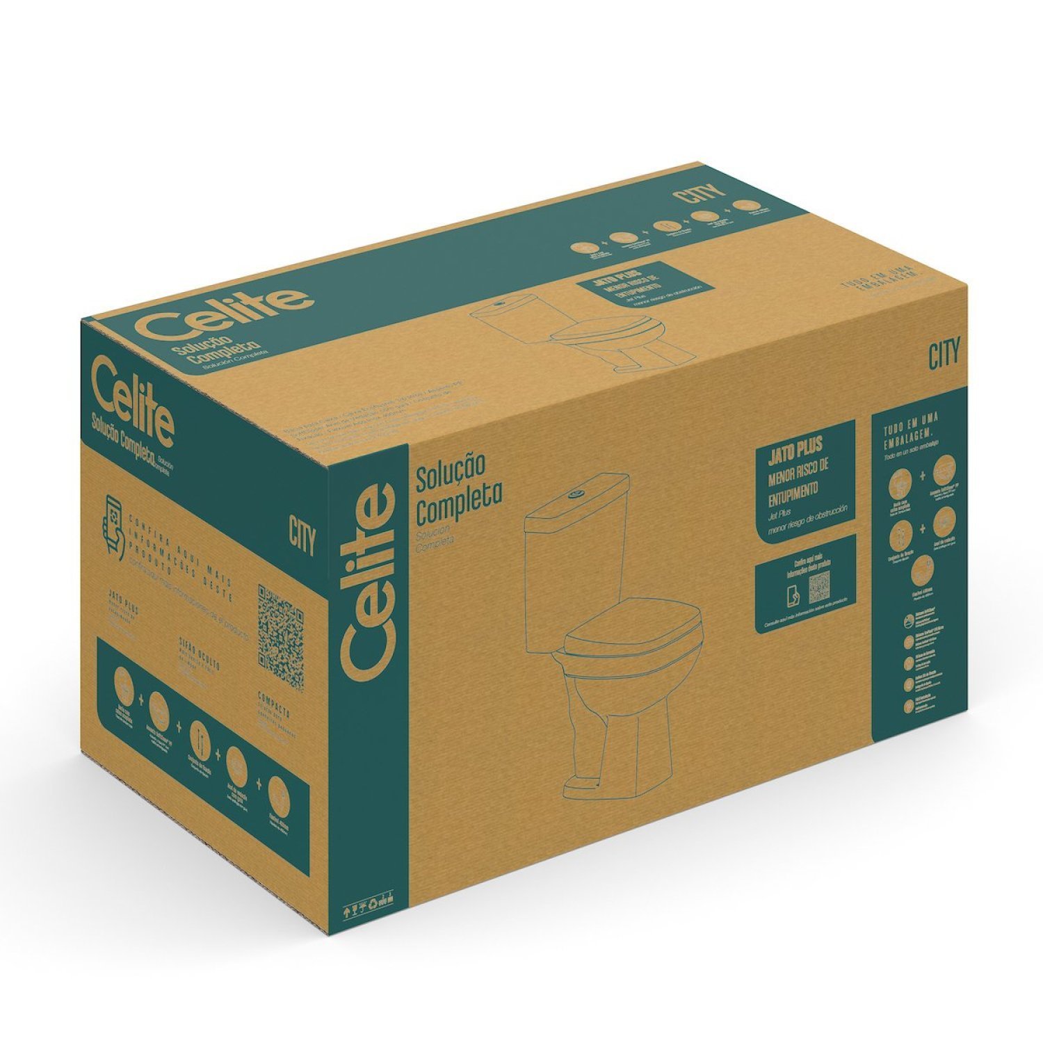 Kit De Bacia Com Caixa Acoplada 3/6l E Itens De Instalação City Celite ...