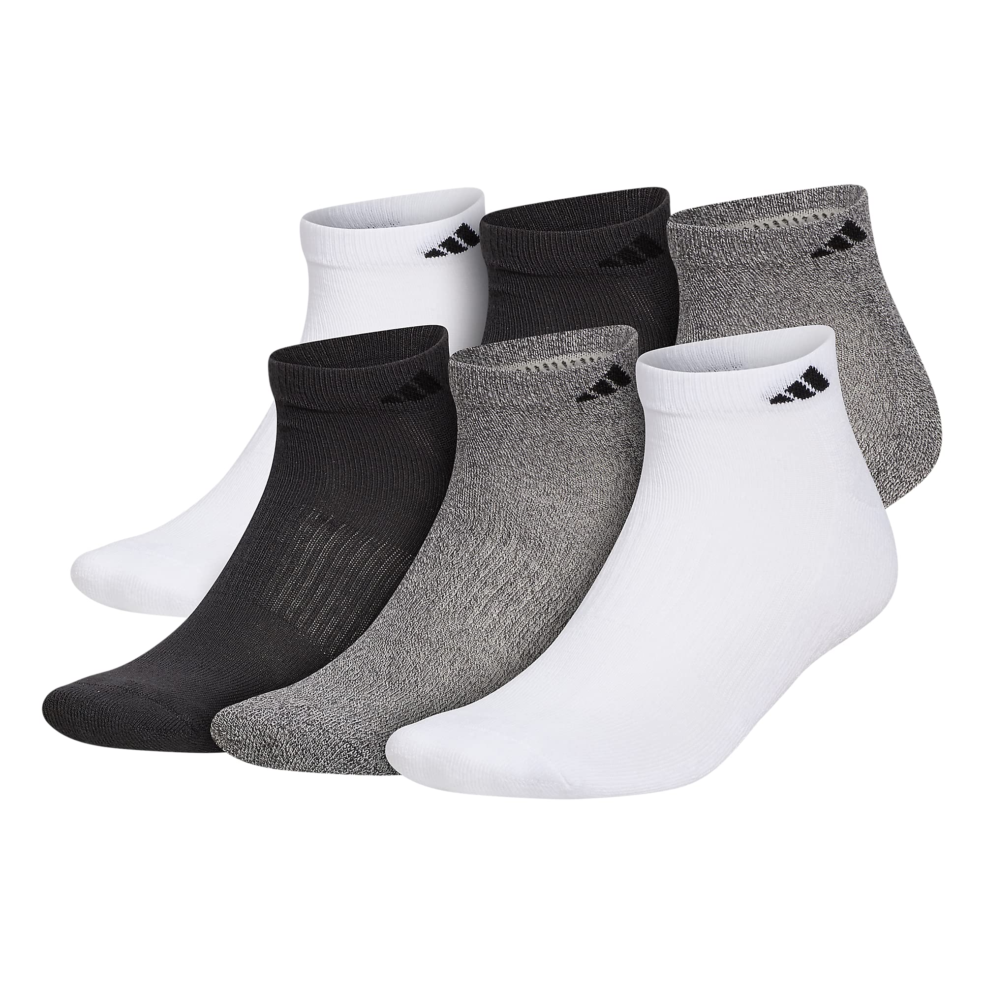 Meias Adidas Athletic, Almofadadas, Decotadas, Masculinas, 6 Pares, Brancas L