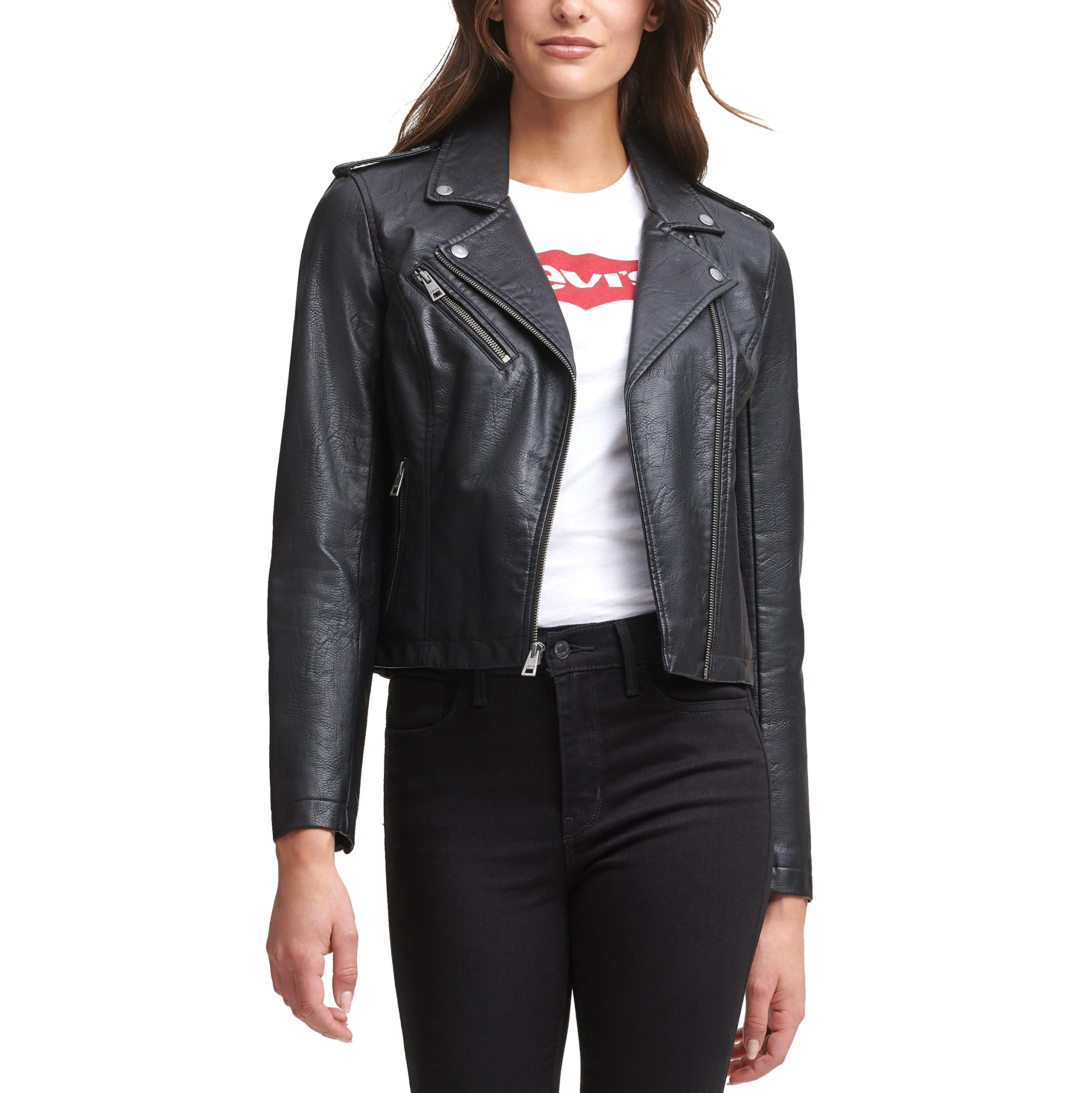 Jaqueta Levi's Faux Leather Moto Para Mulheres Classic Black