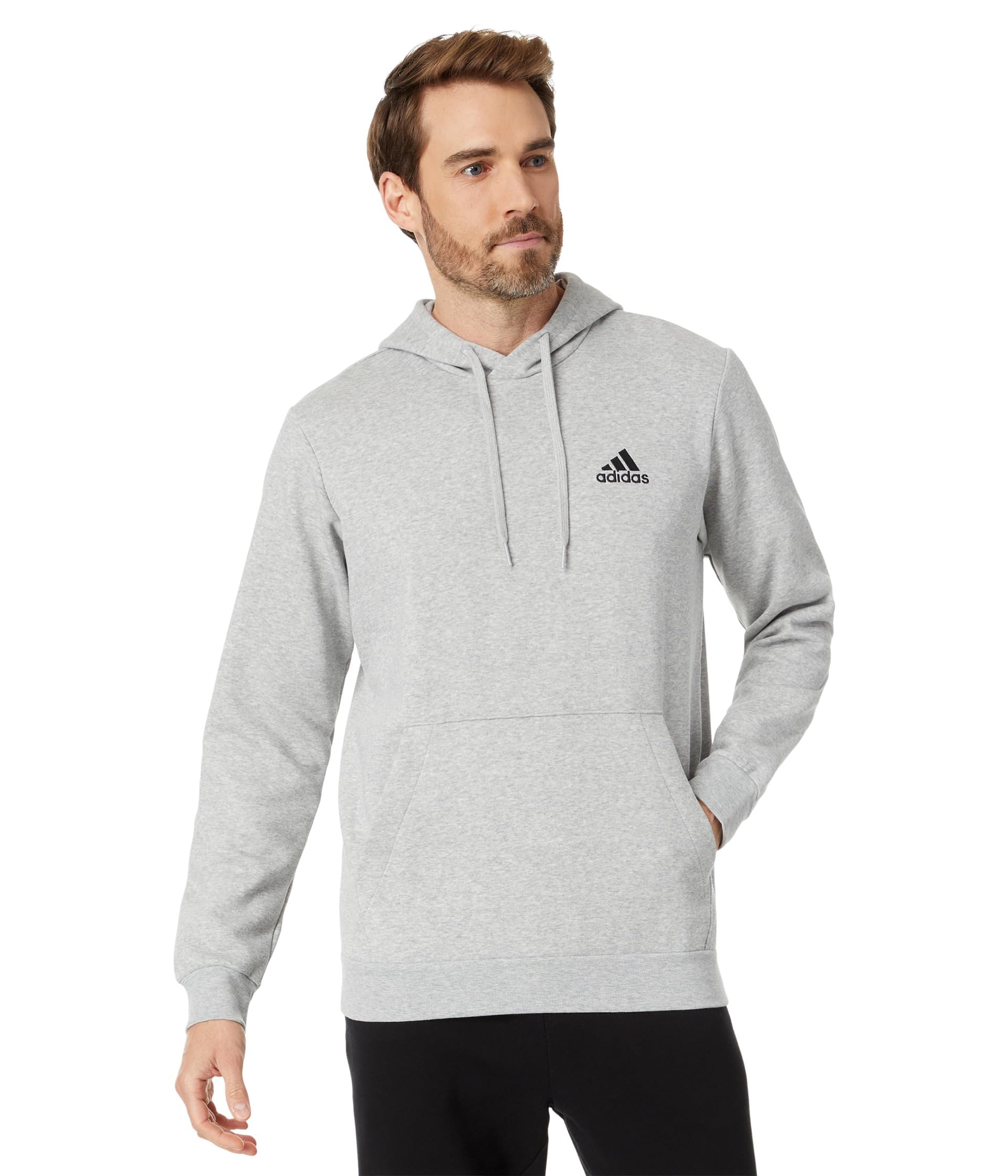 Moletom Com Capuz Adidas Essentials Fleece Para Homens, Cinza Médio, Urze