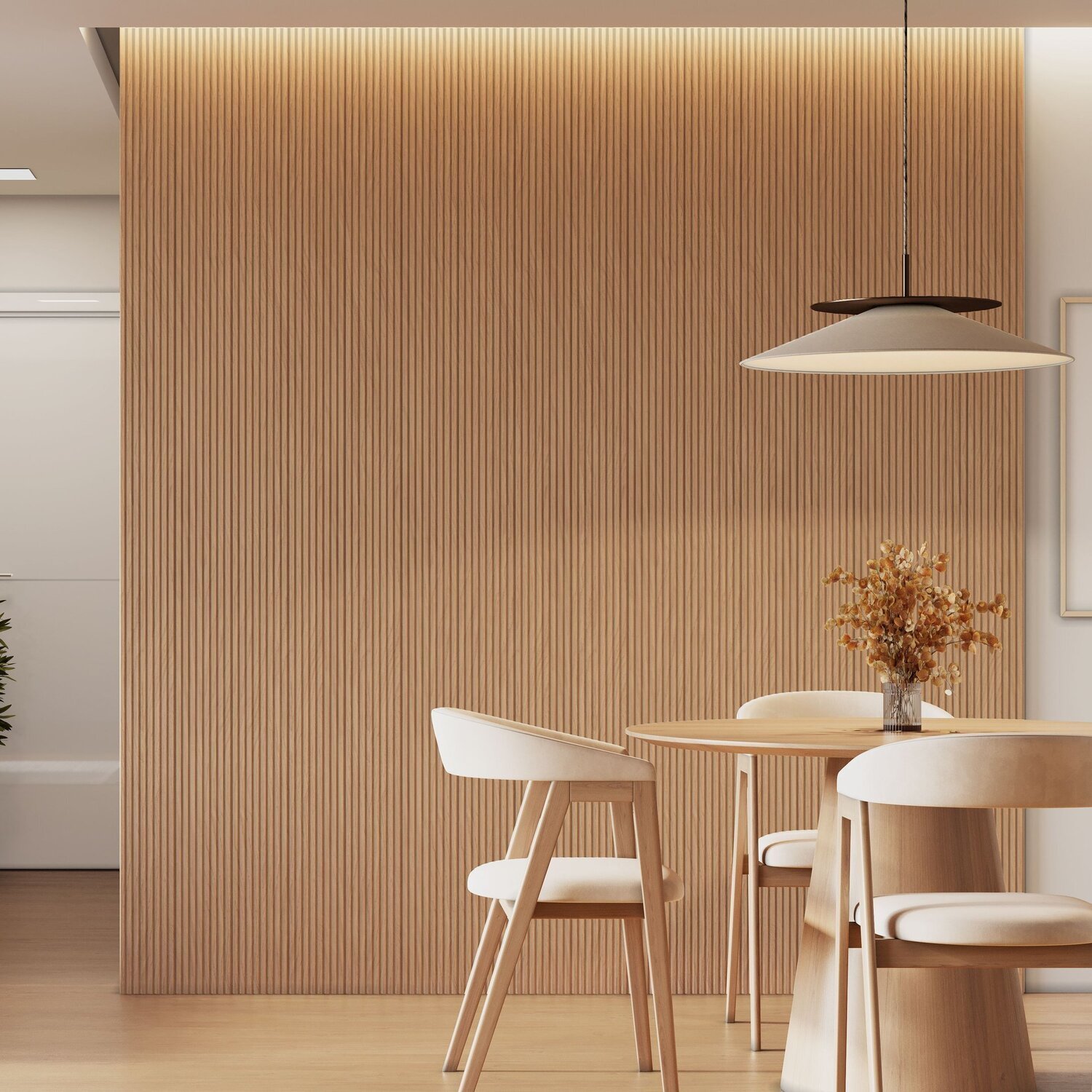 Painel Ripado Decorativo Toquio 100% Mdf Em Placas Modular 232x250x3,3 Madeira