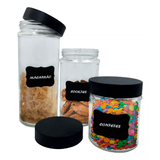 Kit 3 Potes Vidro Porta Mantimentos Organizador De Alimentos
