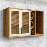 Armário Aéreo De Cozinha 120cm 2 Portas Com Vidro Reflecta 100% Mdf Barbados Espresso Móveis Amêndoa/off White