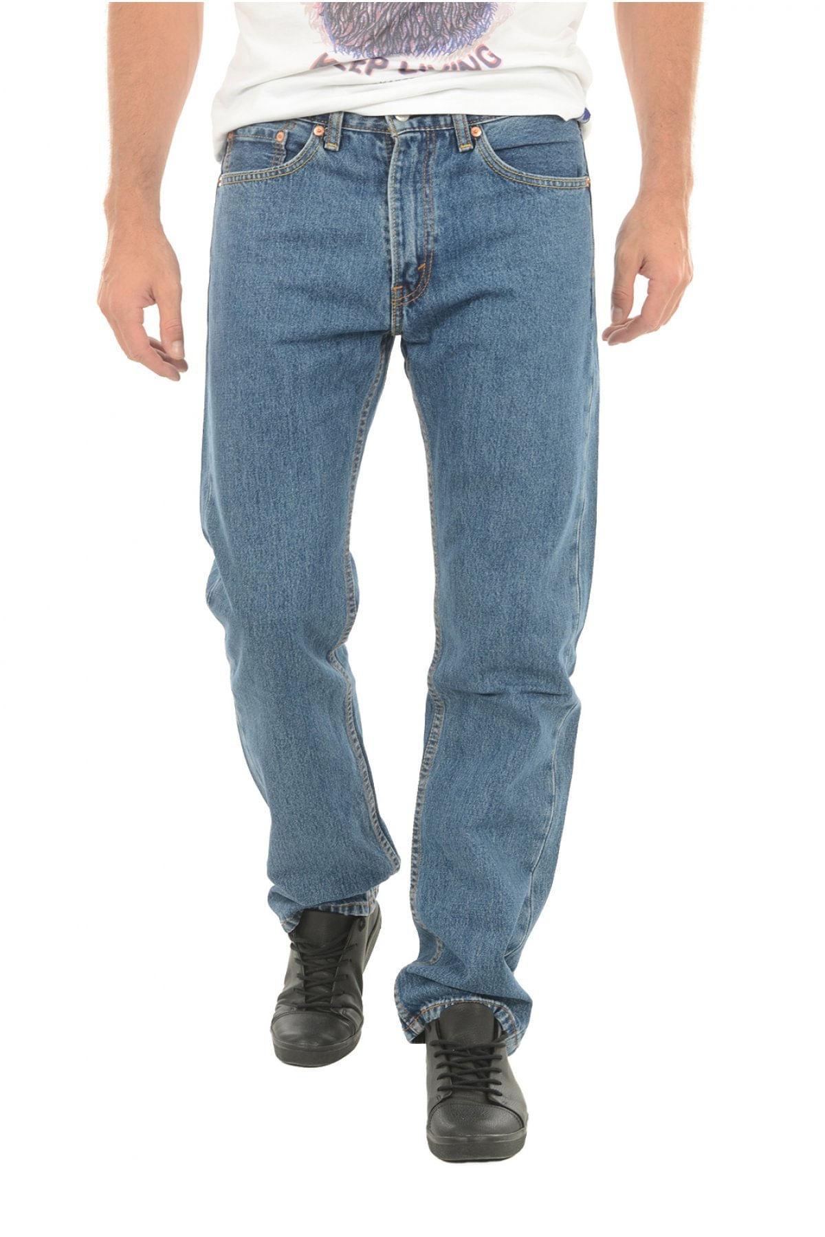 Jeans Levi's 505 De Ajuste Regular Para Homens, Médio, Lavagem De Pedras, 32 L X 30 L