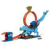 Conjunto De Faixas Hot Wheels City Com 1 Carrinho De Brinquedo T-rex Loop Stunt