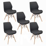 Kit 5 Cadeiras Charles Eames Rubi Sili Eiffel - Preto