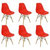 Kit 6 Cadeiras Charles Eames Eiffel Wood Design Vermelha Vermelho