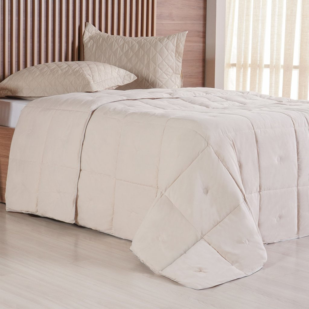 Edredom Casal Toque De Plumas 260 Fios New 180x220cm Amendoa