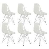 Kit 6 Cadeiras Eames Cristal Transparente