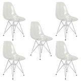 Kit 5 Cadeiras Eames Cristal Transparente