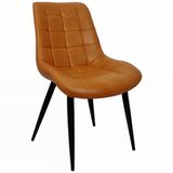Cadeira Romana Provence Poltrona Estofada Pu Vintage Retro Pés Preto - Caramelo