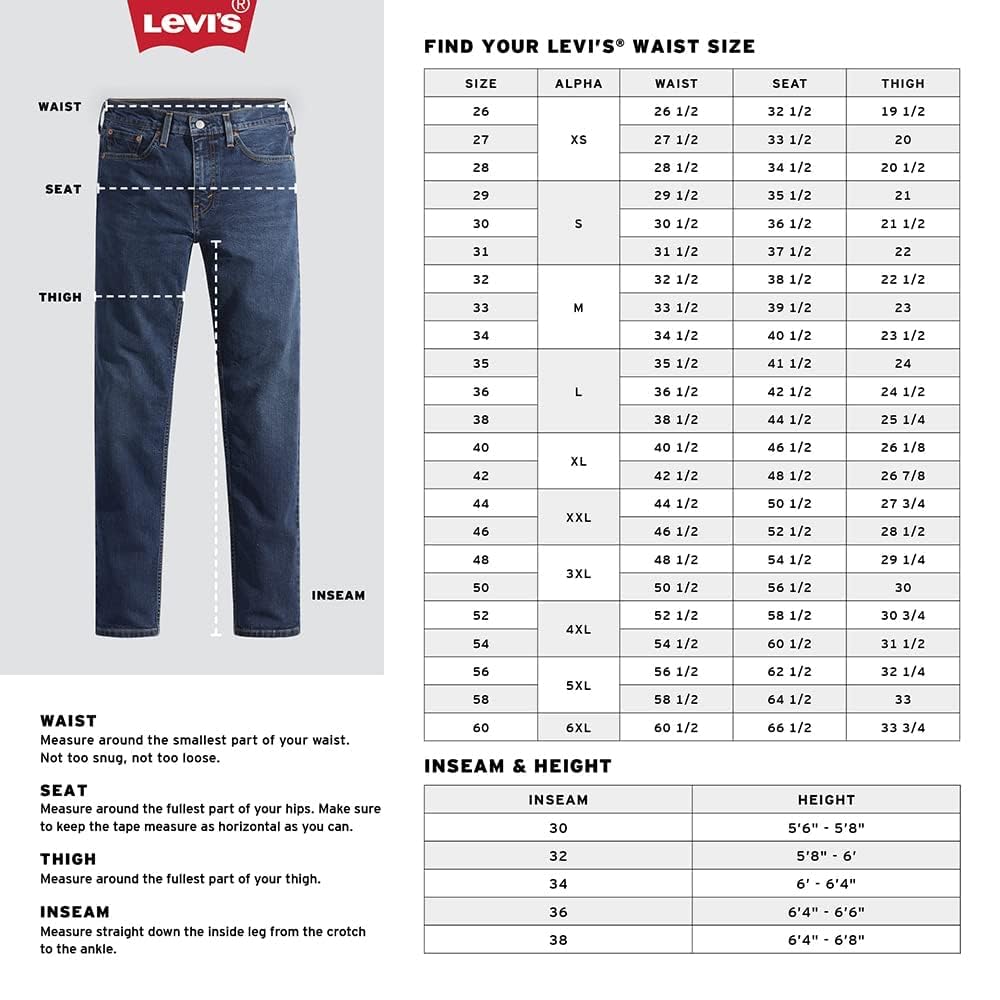 Jeans Levi's 505 Regular Fit Para Homens Dark Stonewash 33 L X